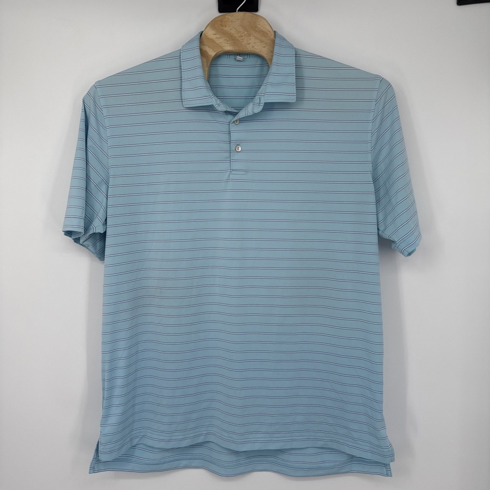 Peter Millar Summer Comfort Golf Polo XXL Blue Striped Stretch Performance Rugby